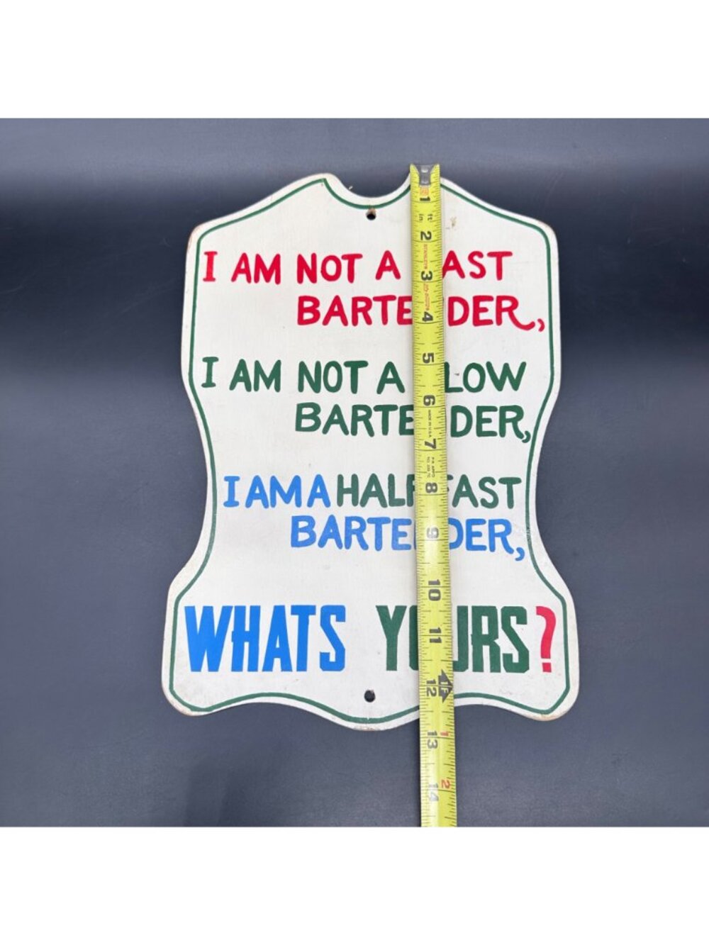 Vintage Bar Sign I Am Not A Fast Bartender Wooden 1970s Kitschy Wall Hanging - Picture 9 of 10